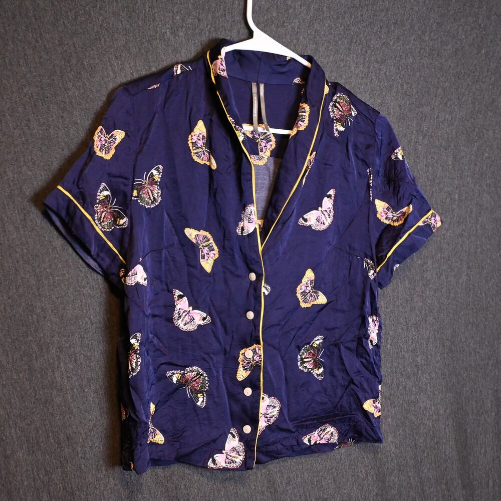 Anthropologie Women's S LyreBird Butterfly Pattern Pajama Top